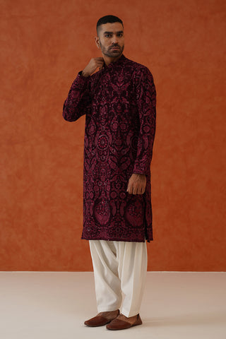 Arjun Wine Kurta Set With Patiyala