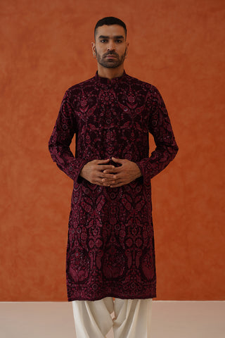 Arjun Wine Kurta Set With Patiyala