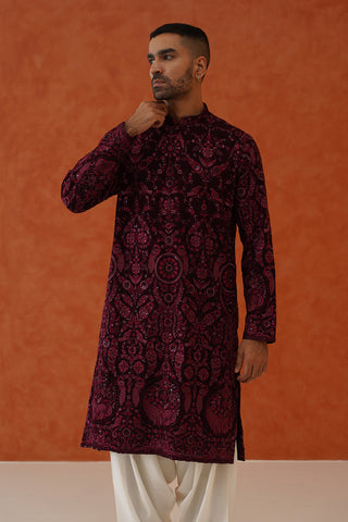 Arjun Wine Kurta Set With Patiyala