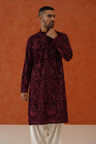 Arjun Wine Kurta Set With Patiyala