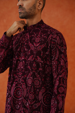 Arjun Wine Kurta Set With Patiyala