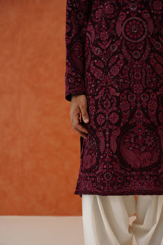 Arjun Wine Kurta Set With Patiyala