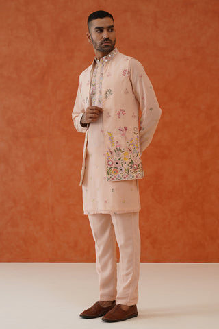 Leela Real mirror work Pink kurta jacket Set With Trouser And Dupatta