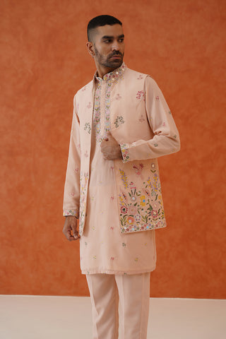 Leela Real mirror work Pink kurta jacket Set With Trouser And Dupatta