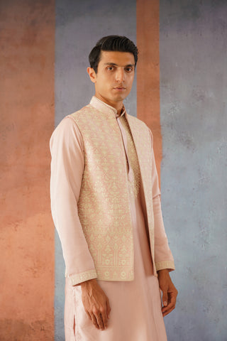 Samir - Embroidered Pink Jacket Kurta Set