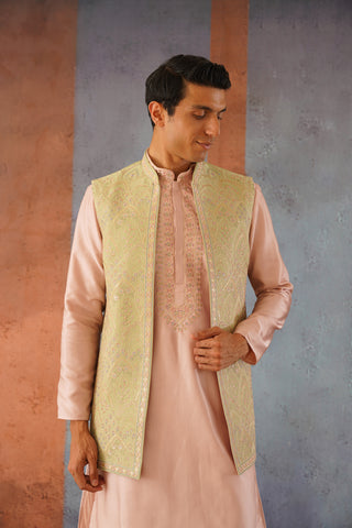 Firoz - Multicolored Embroidered Long Open Jacket Kurta Set