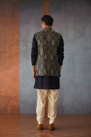 Taha - Midnight Blue Kurta Jacket Set