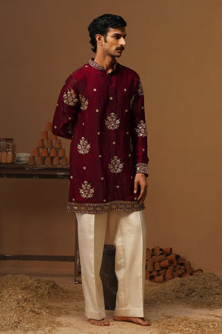 TAJ WINE SHORT KURTA SET