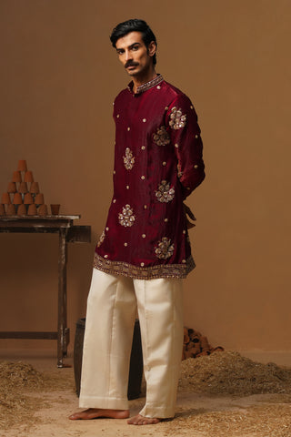 TAJ WINE SHORT KURTA SET