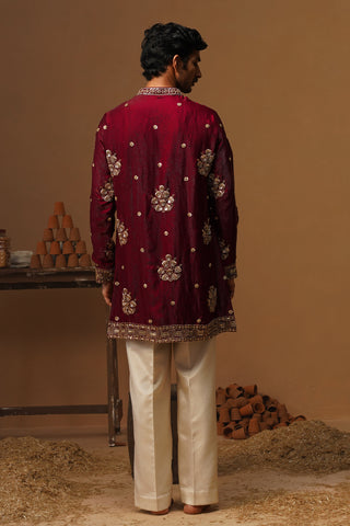 TAJ WINE SHORT KURTA SET