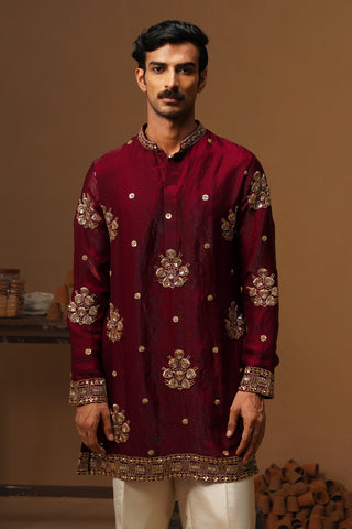 TAJ WINE SHORT KURTA SET