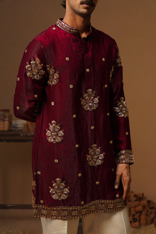 TAJ WINE SHORT KURTA SET