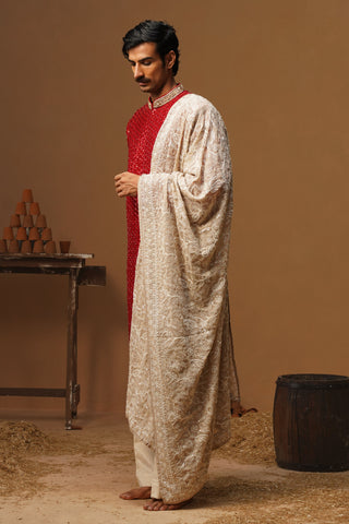 VED RED SHERWANI SET