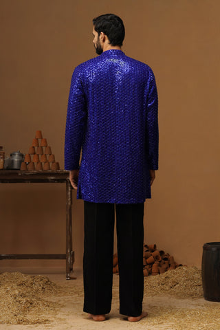 VED ROYAL BLUE SHORT KURTA SET