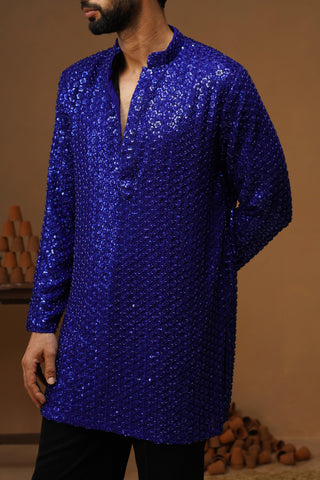 VED ROYAL BLUE SHORT KURTA SET