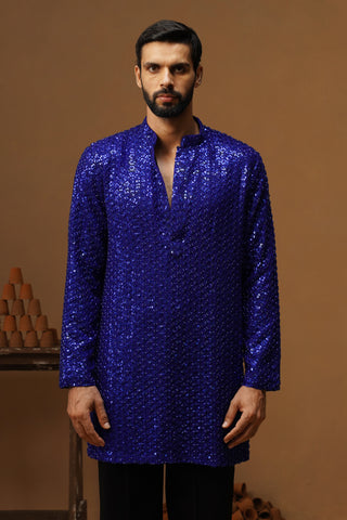 VED ROYAL BLUE SHORT KURTA SET