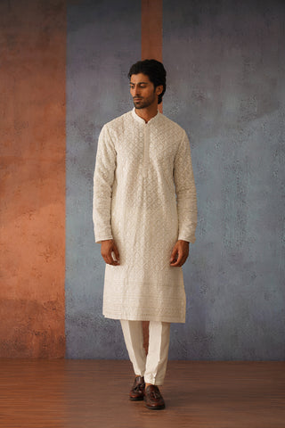 Zohair - Off White Embroidered Kurta Set