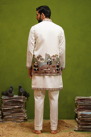 PANDA IVORY KURTA JACKET SET