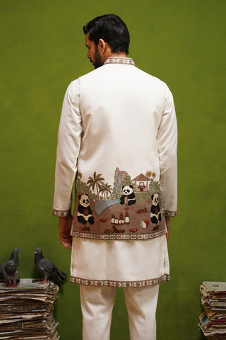 PANDA IVORY KURTA JACKET SET