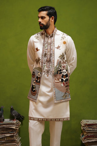 PANDA IVORY KURTA JACKET SET