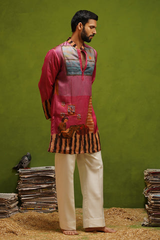 CANVAS MAGENTA SHORT KURTA SET