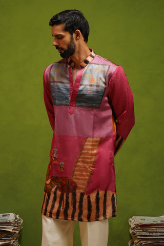 CANVAS MAGENTA SHORT KURTA SET