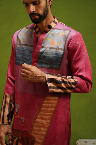 CANVAS MAGENTA SHORT KURTA SET