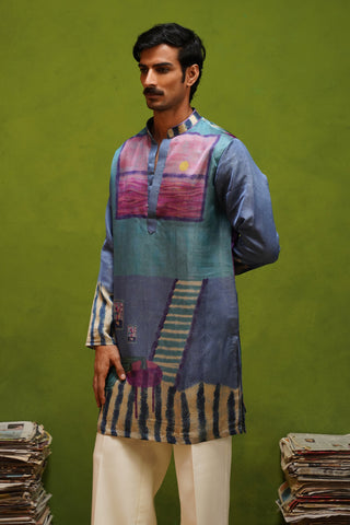 CANVAS BLUE SHORT KURTA SET