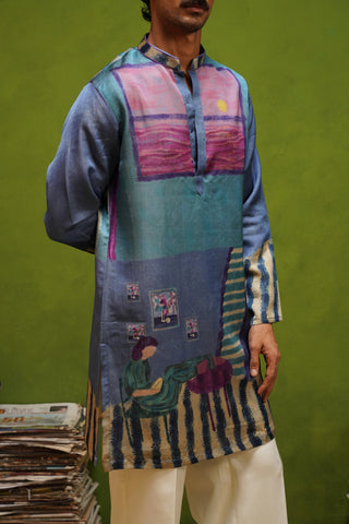 CANVAS BLUE SHORT KURTA SET