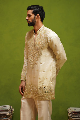 ARYA BEIGE V NECK SHORT KURTA SET