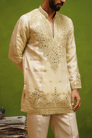 ARYA BEIGE V NECK SHORT KURTA SET