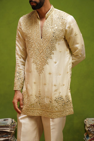 ARYA BEIGE V NECK SHORT KURTA SET