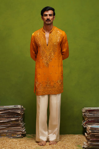 ARYA YELLOW V NECK SHORT KURTA SET