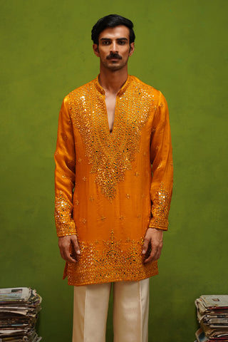 ARYA YELLOW V NECK SHORT KURTA SET