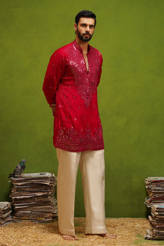 ARYA RANI PINK V NECK SHORT KURTA SET