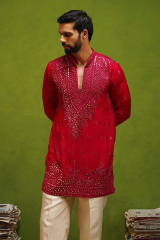 ARYA RANI PINK V NECK SHORT KURTA SET