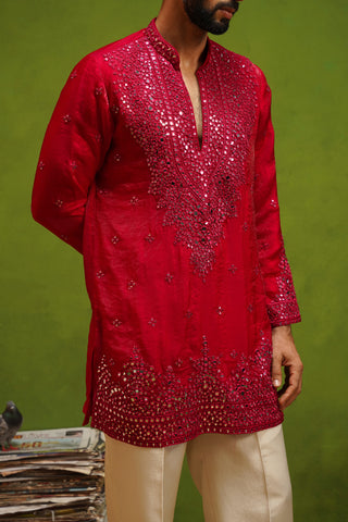 ARYA RANI PINK V NECK SHORT KURTA SET