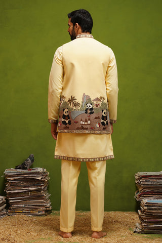 PANDA YELLOW KURTA JACKET SET