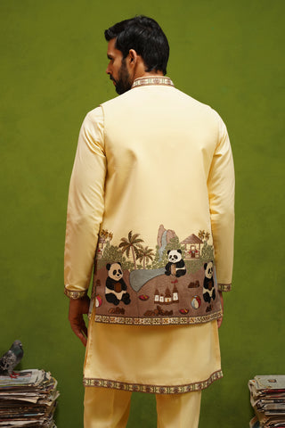 PANDA YELLOW KURTA JACKET SET