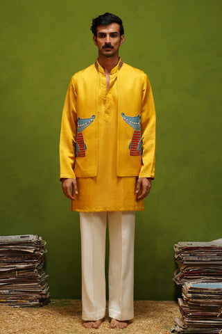 ALLIGATOR YELLOW KURTA JACKET SET