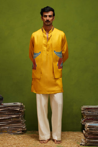 ALLIGATOR YELLOW KURTA JACKET SET