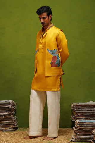 ALLIGATOR YELLOW KURTA JACKET SET