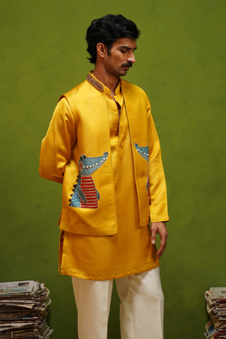ALLIGATOR YELLOW KURTA JACKET SET
