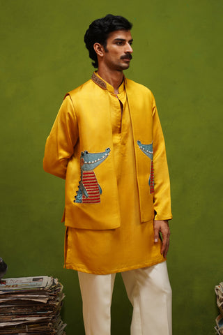 ALLIGATOR YELLOW KURTA JACKET SET
