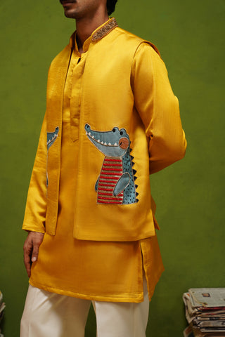 ALLIGATOR YELLOW KURTA JACKET SET