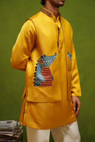 ALLIGATOR YELLOW KURTA JACKET SET