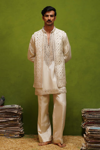 AZEEL IVORY SHORT KURTA JACKET SET