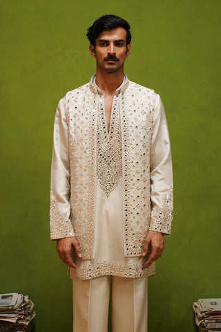 AZEEL IVORY SHORT KURTA JACKET SET