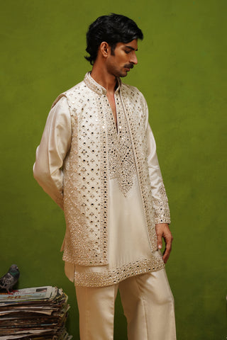 AZEEL IVORY SHORT KURTA JACKET SET
