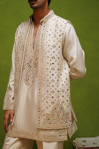 AZEEL IVORY SHORT KURTA JACKET SET